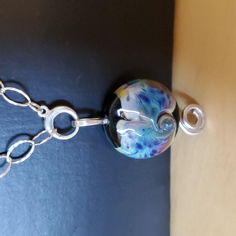 Sapphireskies Designs Sterling and Fine Silver Lampwork Bead Necklace